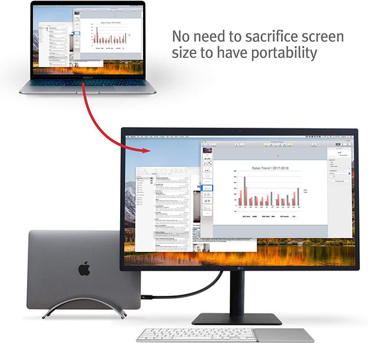 Bookarc for Macbook | Space-Saving Vertical Desktop Stand for Apple Notebooks (Space Grey)*Not Compatible with M1, See Insert Option to Update/Upgrade*